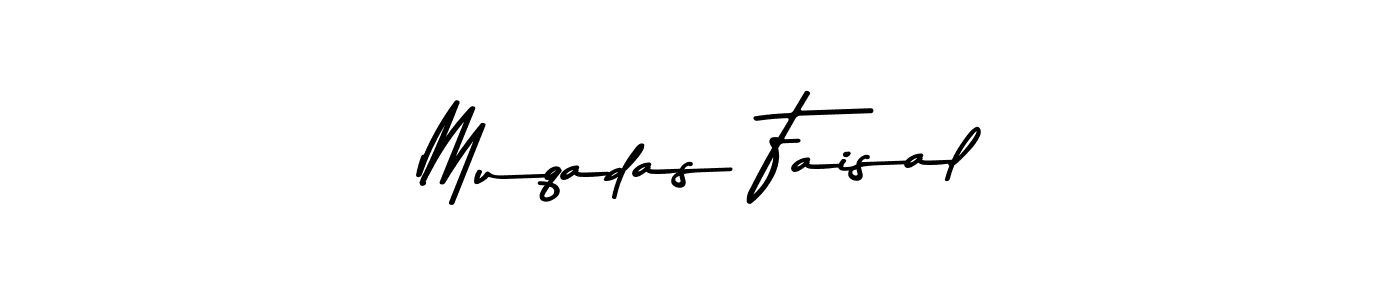 Create a beautiful signature design for name Muqadas Faisal. With this signature (Asem Kandis PERSONAL USE) fonts, you can make a handwritten signature for free. Muqadas Faisal signature style 9 images and pictures png
