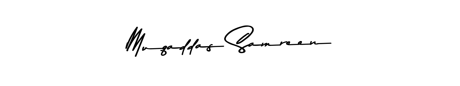 if you are searching for the best signature style for your name Muqaddas Samreen. so please give up your signature search. here we have designed multiple signature styles  using Asem Kandis PERSONAL USE. Muqaddas Samreen signature style 9 images and pictures png