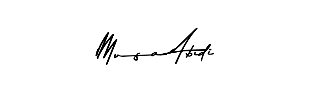 Create a beautiful signature design for name Musa Abidi. With this signature (Asem Kandis PERSONAL USE) fonts, you can make a handwritten signature for free. Musa Abidi signature style 9 images and pictures png