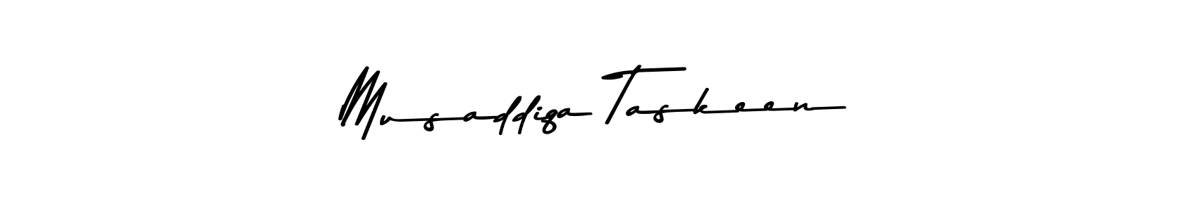 Create a beautiful signature design for name Musaddiqa Taskeen. With this signature (Asem Kandis PERSONAL USE) fonts, you can make a handwritten signature for free. Musaddiqa Taskeen signature style 9 images and pictures png