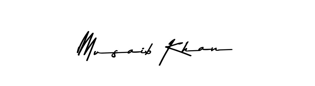 How to make Musaib Khan name signature. Use Asem Kandis PERSONAL USE style for creating short signs online. This is the latest handwritten sign. Musaib Khan signature style 9 images and pictures png
