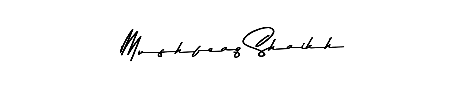 This is the best signature style for the Mushfeaq Shaikh name. Also you like these signature font (Asem Kandis PERSONAL USE). Mix name signature. Mushfeaq Shaikh signature style 9 images and pictures png