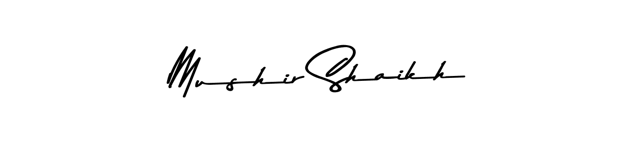 How to make Mushir Shaikh name signature. Use Asem Kandis PERSONAL USE style for creating short signs online. This is the latest handwritten sign. Mushir Shaikh signature style 9 images and pictures png