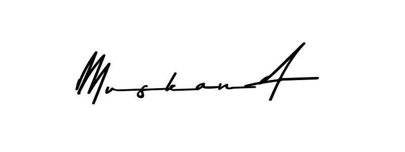 How to make Muskan A name signature. Use Asem Kandis PERSONAL USE style for creating short signs online. This is the latest handwritten sign. Muskan A signature style 9 images and pictures png