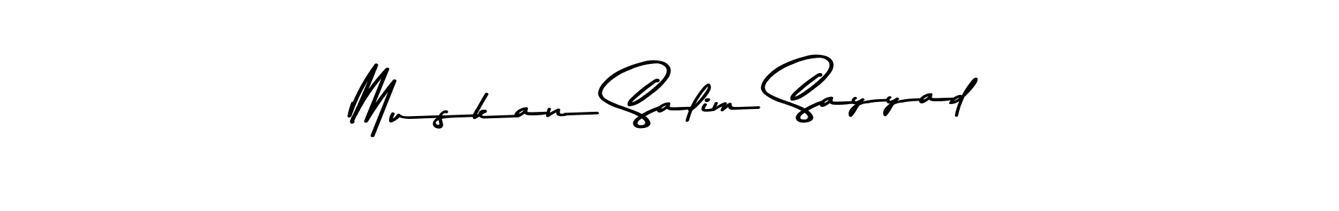 Create a beautiful signature design for name Muskan Salim Sayyad. With this signature (Asem Kandis PERSONAL USE) fonts, you can make a handwritten signature for free. Muskan Salim Sayyad signature style 9 images and pictures png