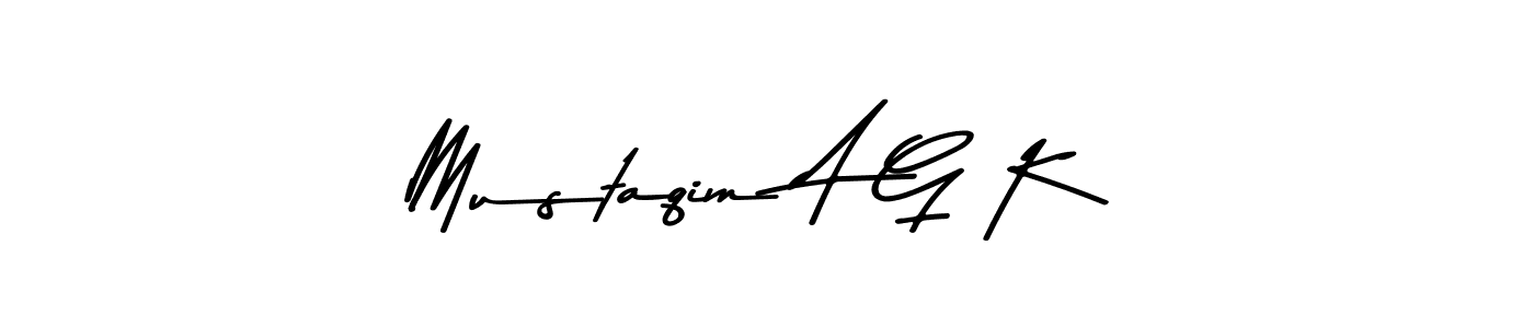 Design your own signature with our free online signature maker. With this signature software, you can create a handwritten (Asem Kandis PERSONAL USE) signature for name Mustaqim A G K. Mustaqim A G K signature style 9 images and pictures png