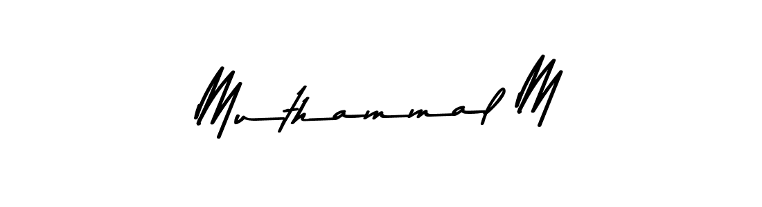 How to make Muthammal M name signature. Use Asem Kandis PERSONAL USE style for creating short signs online. This is the latest handwritten sign. Muthammal M signature style 9 images and pictures png