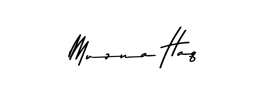 Create a beautiful signature design for name Muzna Haq. With this signature (Asem Kandis PERSONAL USE) fonts, you can make a handwritten signature for free. Muzna Haq signature style 9 images and pictures png