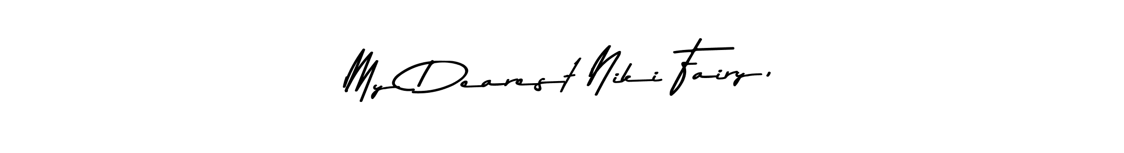 The best way (Asem Kandis PERSONAL USE) to make a short signature is to pick only two or three words in your name. The name My Dearest Niki Fairy, include a total of six letters. For converting this name. My Dearest Niki Fairy, signature style 9 images and pictures png