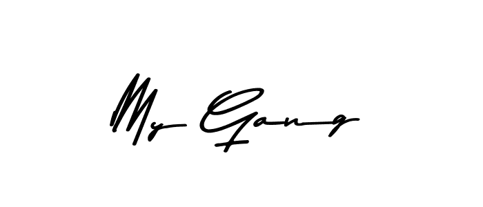 This is the best signature style for the My Gang name. Also you like these signature font (Asem Kandis PERSONAL USE). Mix name signature. My Gang signature style 9 images and pictures png