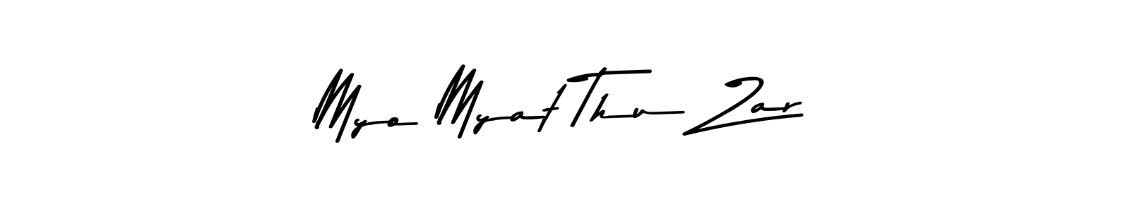 The best way (Asem Kandis PERSONAL USE) to make a short signature is to pick only two or three words in your name. The name Myo Myat Thu Zar include a total of six letters. For converting this name. Myo Myat Thu Zar signature style 9 images and pictures png