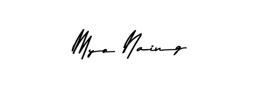 How to make Myo Naing name signature. Use Asem Kandis PERSONAL USE style for creating short signs online. This is the latest handwritten sign. Myo Naing signature style 9 images and pictures png