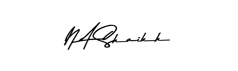 Make a beautiful signature design for name N A Shaikh. With this signature (Asem Kandis PERSONAL USE) style, you can create a handwritten signature for free. N A Shaikh signature style 9 images and pictures png