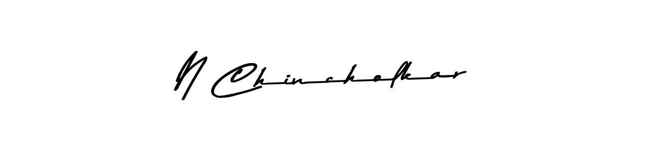 Create a beautiful signature design for name N Chincholkar. With this signature (Asem Kandis PERSONAL USE) fonts, you can make a handwritten signature for free. N Chincholkar signature style 9 images and pictures png