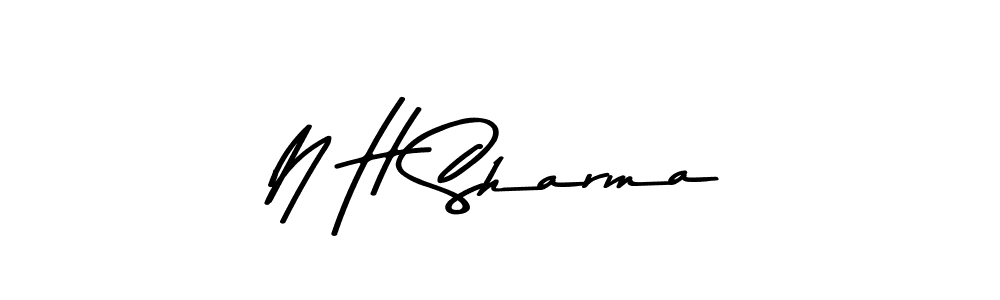 How to make N H Sharma name signature. Use Asem Kandis PERSONAL USE style for creating short signs online. This is the latest handwritten sign. N H Sharma signature style 9 images and pictures png