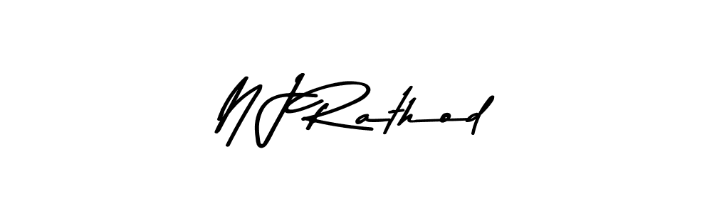 Create a beautiful signature design for name N J Rathod. With this signature (Asem Kandis PERSONAL USE) fonts, you can make a handwritten signature for free. N J Rathod signature style 9 images and pictures png