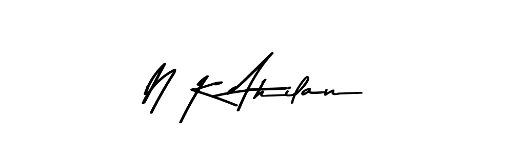 Create a beautiful signature design for name N K Ahilan. With this signature (Asem Kandis PERSONAL USE) fonts, you can make a handwritten signature for free. N K Ahilan signature style 9 images and pictures png