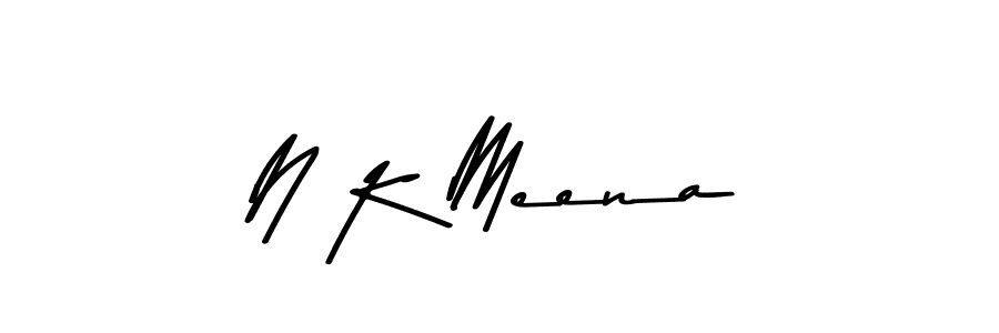 How to make N K Meena name signature. Use Asem Kandis PERSONAL USE style for creating short signs online. This is the latest handwritten sign. N K Meena signature style 9 images and pictures png