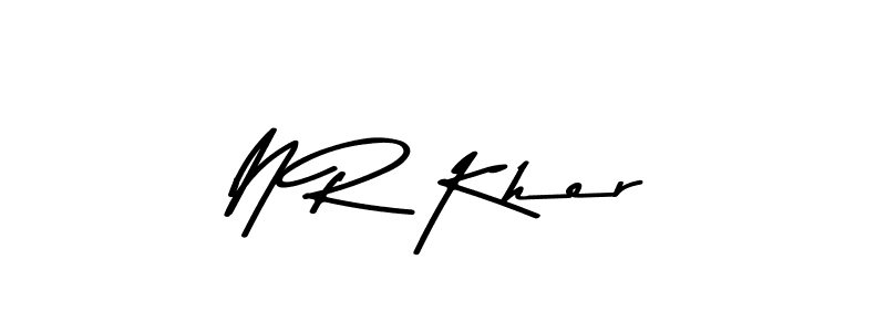 How to make N R Kher name signature. Use Asem Kandis PERSONAL USE style for creating short signs online. This is the latest handwritten sign. N R Kher signature style 9 images and pictures png