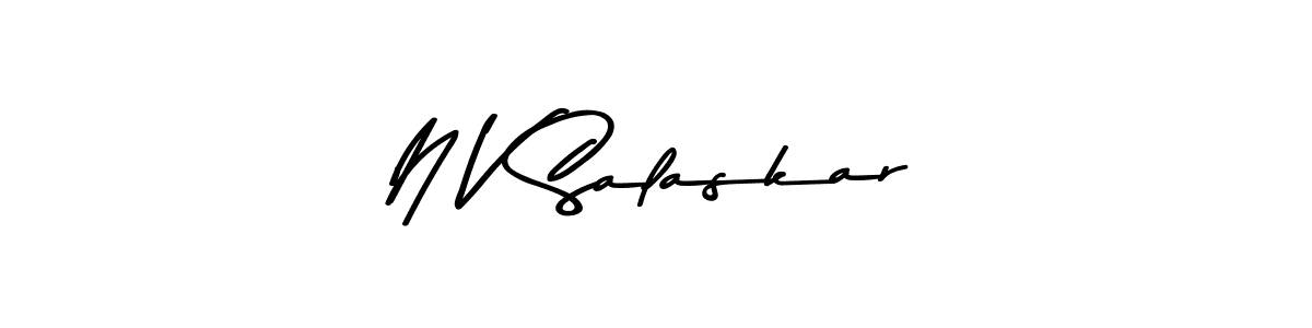 The best way (Asem Kandis PERSONAL USE) to make a short signature is to pick only two or three words in your name. The name N V Salaskar include a total of six letters. For converting this name. N V Salaskar signature style 9 images and pictures png