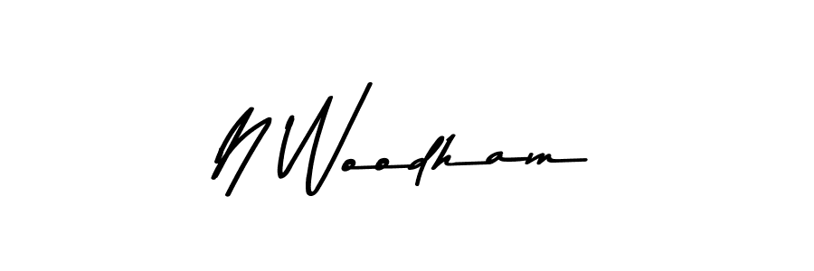 Create a beautiful signature design for name N Woodham. With this signature (Asem Kandis PERSONAL USE) fonts, you can make a handwritten signature for free. N Woodham signature style 9 images and pictures png