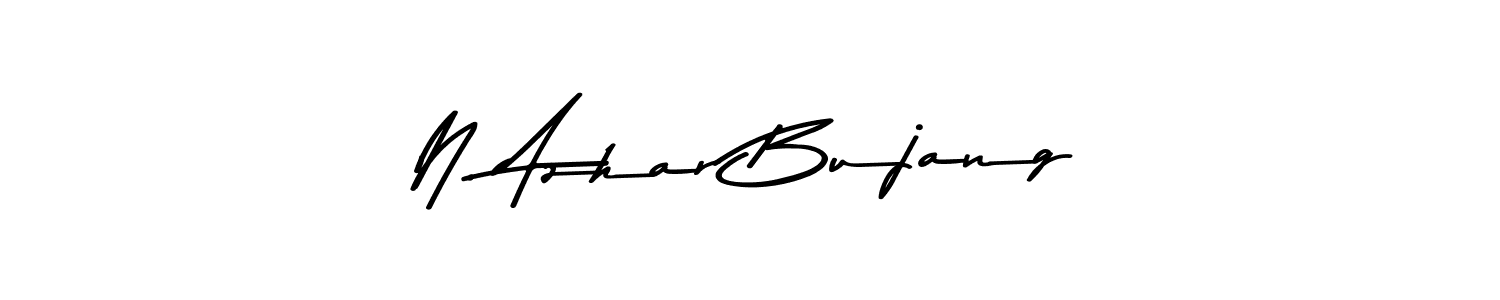 This is the best signature style for the N. Azhar Bujang name. Also you like these signature font (Asem Kandis PERSONAL USE). Mix name signature. N. Azhar Bujang signature style 9 images and pictures png