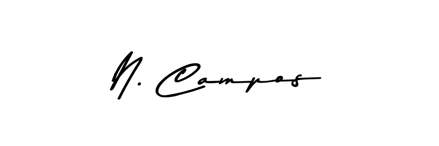 How to make N. Campos name signature. Use Asem Kandis PERSONAL USE style for creating short signs online. This is the latest handwritten sign. N. Campos signature style 9 images and pictures png