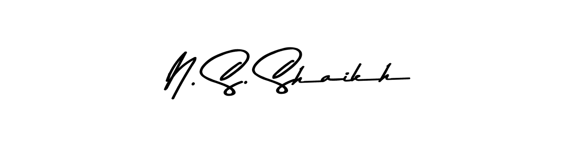 Create a beautiful signature design for name N. S. Shaikh. With this signature (Asem Kandis PERSONAL USE) fonts, you can make a handwritten signature for free. N. S. Shaikh signature style 9 images and pictures png