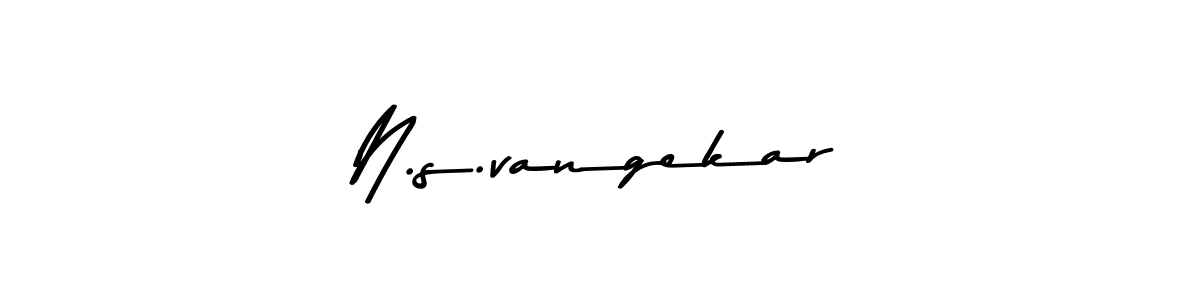 How to make N.s.vangekar name signature. Use Asem Kandis PERSONAL USE style for creating short signs online. This is the latest handwritten sign. N.s.vangekar signature style 9 images and pictures png