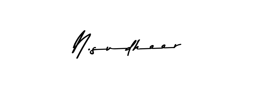 How to make N.sudheer name signature. Use Asem Kandis PERSONAL USE style for creating short signs online. This is the latest handwritten sign. N.sudheer signature style 9 images and pictures png