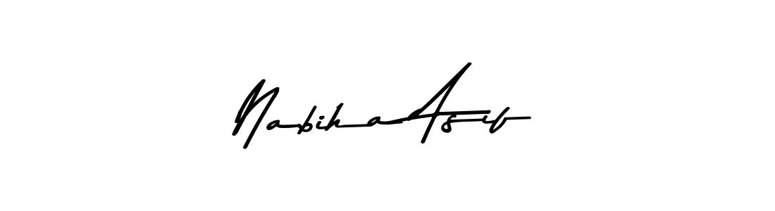 How to make Nabiha Asif name signature. Use Asem Kandis PERSONAL USE style for creating short signs online. This is the latest handwritten sign. Nabiha Asif signature style 9 images and pictures png