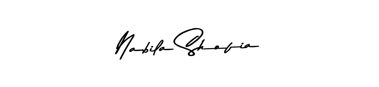 Make a beautiful signature design for name Nabila Shofia. With this signature (Asem Kandis PERSONAL USE) style, you can create a handwritten signature for free. Nabila Shofia signature style 9 images and pictures png