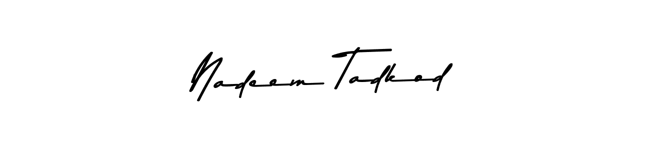 if you are searching for the best signature style for your name Nadeem Tadkod. so please give up your signature search. here we have designed multiple signature styles  using Asem Kandis PERSONAL USE. Nadeem Tadkod signature style 9 images and pictures png