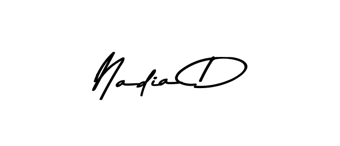 How to make Nadia D name signature. Use Asem Kandis PERSONAL USE style for creating short signs online. This is the latest handwritten sign. Nadia D signature style 9 images and pictures png