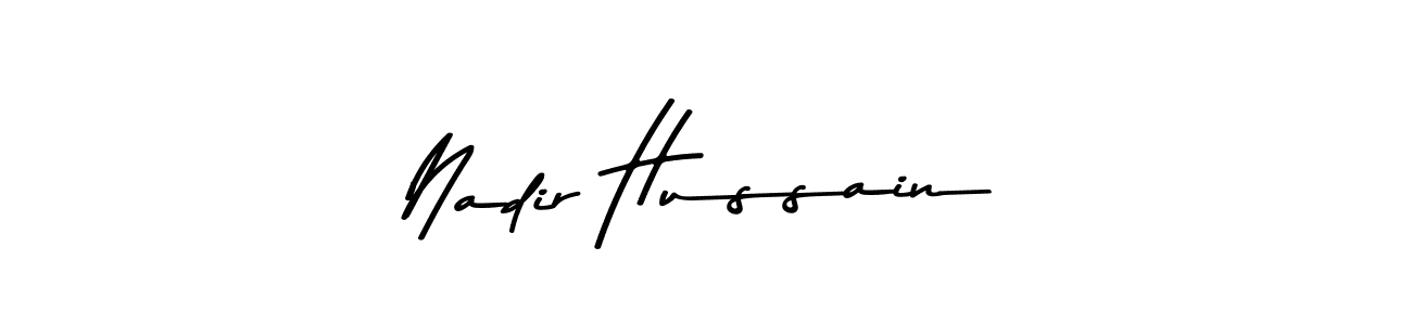 Create a beautiful signature design for name Nadir Hussain. With this signature (Asem Kandis PERSONAL USE) fonts, you can make a handwritten signature for free. Nadir Hussain signature style 9 images and pictures png