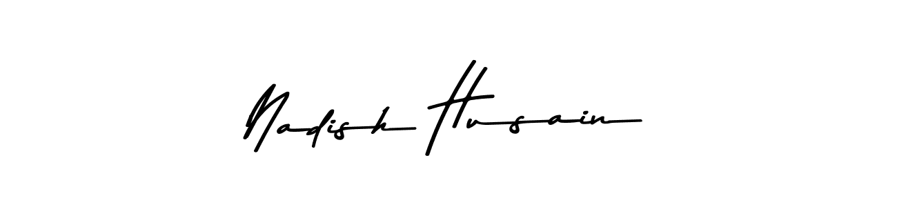 This is the best signature style for the Nadish Husain name. Also you like these signature font (Asem Kandis PERSONAL USE). Mix name signature. Nadish Husain signature style 9 images and pictures png