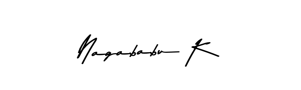 Make a beautiful signature design for name Nagababu K. With this signature (Asem Kandis PERSONAL USE) style, you can create a handwritten signature for free. Nagababu K signature style 9 images and pictures png