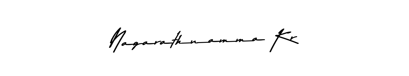 How to make Nagarathnamma Kr name signature. Use Asem Kandis PERSONAL USE style for creating short signs online. This is the latest handwritten sign. Nagarathnamma Kr signature style 9 images and pictures png