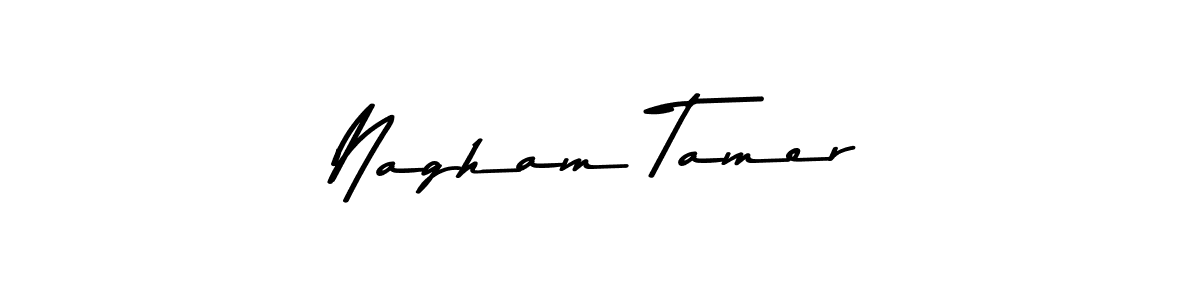 Create a beautiful signature design for name Nagham Tamer. With this signature (Asem Kandis PERSONAL USE) fonts, you can make a handwritten signature for free. Nagham Tamer signature style 9 images and pictures png