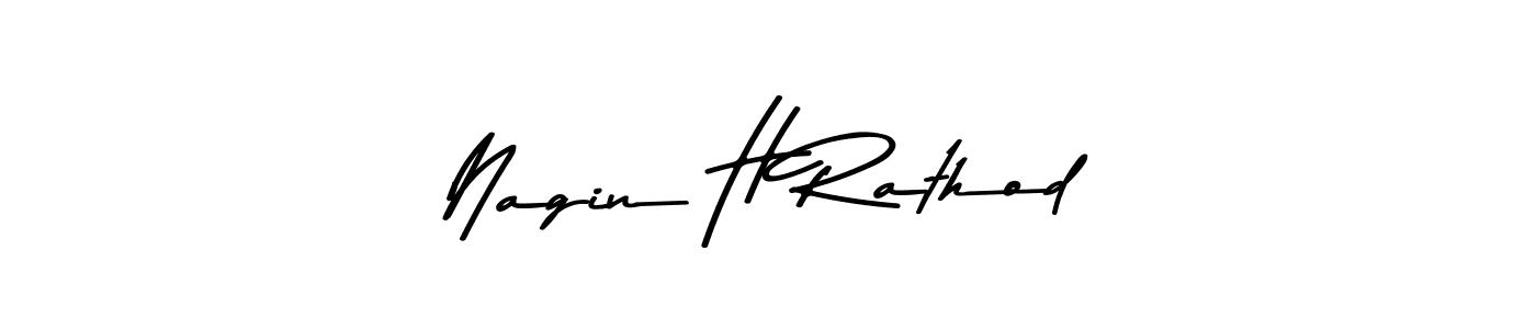 How to make Nagin H Rathod name signature. Use Asem Kandis PERSONAL USE style for creating short signs online. This is the latest handwritten sign. Nagin H Rathod signature style 9 images and pictures png