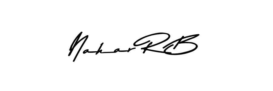 Create a beautiful signature design for name Nahar R B. With this signature (Asem Kandis PERSONAL USE) fonts, you can make a handwritten signature for free. Nahar R B signature style 9 images and pictures png