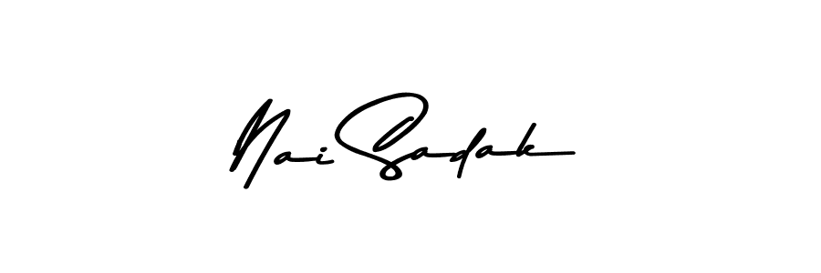 Make a beautiful signature design for name Nai Sadak. With this signature (Asem Kandis PERSONAL USE) style, you can create a handwritten signature for free. Nai Sadak signature style 9 images and pictures png