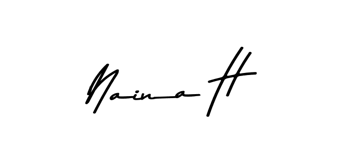 Make a beautiful signature design for name Naina H. With this signature (Asem Kandis PERSONAL USE) style, you can create a handwritten signature for free. Naina H signature style 9 images and pictures png