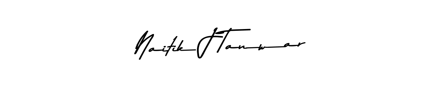 Make a beautiful signature design for name Naitik J Tanwar. With this signature (Asem Kandis PERSONAL USE) style, you can create a handwritten signature for free. Naitik J Tanwar signature style 9 images and pictures png