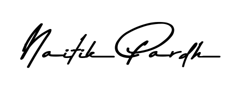 Discover how Naitik Pardh looks in an executive cursive font (Asem Kandis PERSONAL USE). Perfect for legal documents, invoices, and certificates. Naitik Pardh signature style 9 images and pictures png