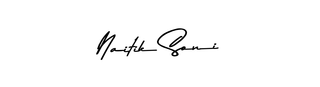 Create a beautiful signature design for name Naitik Soni. With this signature (Asem Kandis PERSONAL USE) fonts, you can make a handwritten signature for free. Naitik Soni signature style 9 images and pictures png