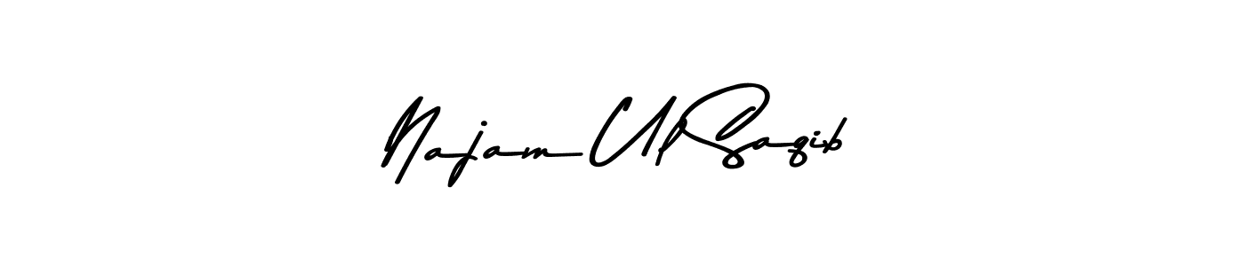 How to make Najam Ul Saqib name signature. Use Asem Kandis PERSONAL USE style for creating short signs online. This is the latest handwritten sign. Najam Ul Saqib signature style 9 images and pictures png