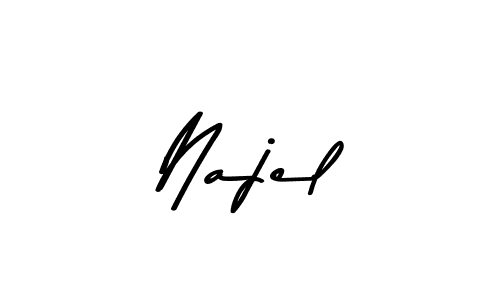 How to make Najel name signature. Use Asem Kandis PERSONAL USE style for creating short signs online. This is the latest handwritten sign. Najel signature style 9 images and pictures png