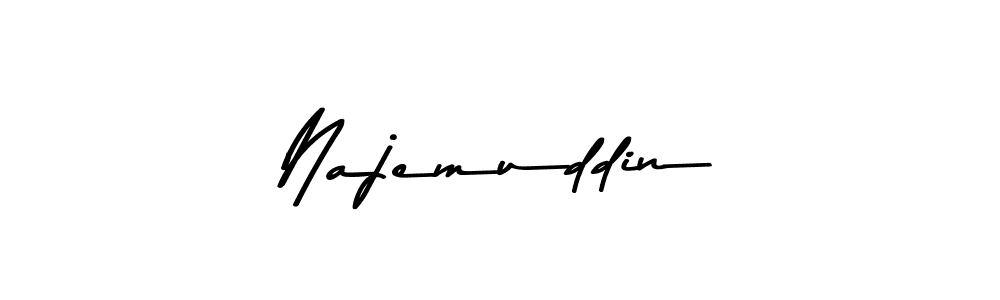 Create a beautiful signature design for name Najemuddin. With this signature (Asem Kandis PERSONAL USE) fonts, you can make a handwritten signature for free. Najemuddin signature style 9 images and pictures png
