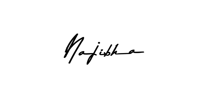 How to make Najibha name signature. Use Asem Kandis PERSONAL USE style for creating short signs online. This is the latest handwritten sign. Najibha signature style 9 images and pictures png